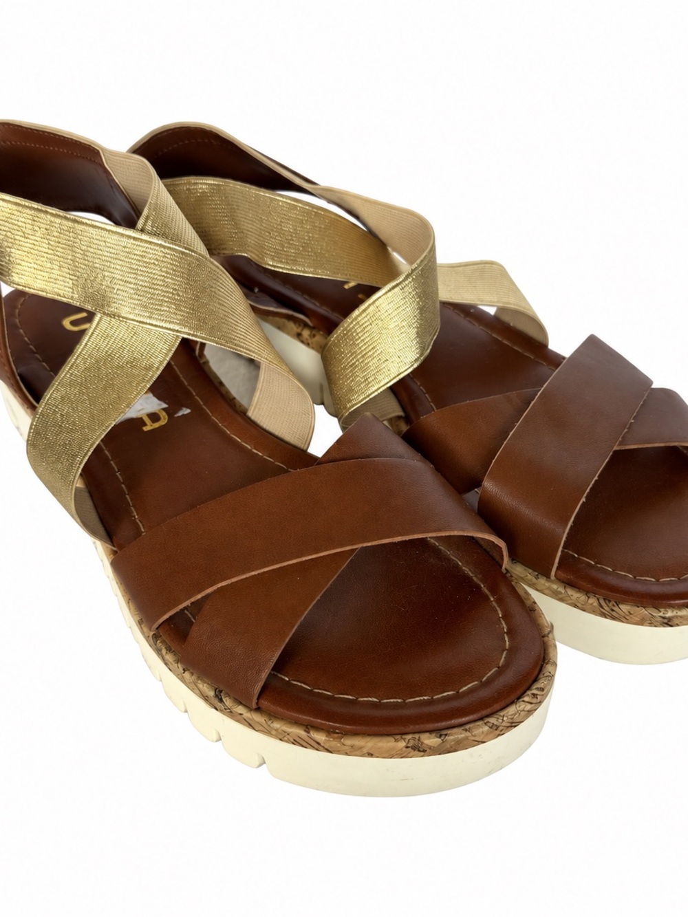 UNISA Brown & Gold Platform Sandals Size 7M